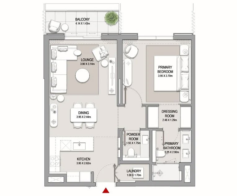 City Walk Crestlane 1 Bedroom Apartment Floor Plan